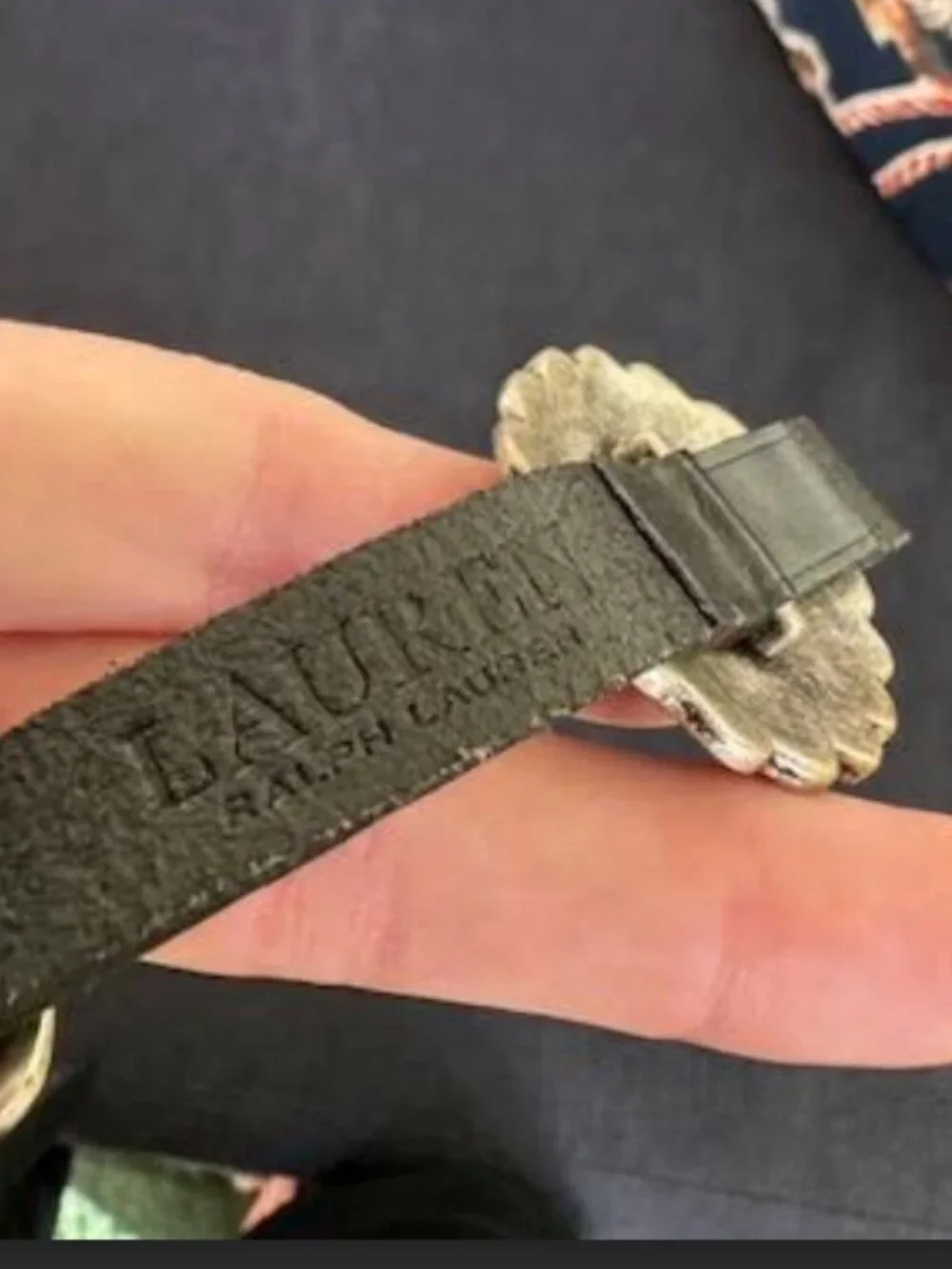 New Lauren Ralph Lauren Black Leather‎ Adjustable Concho Belt